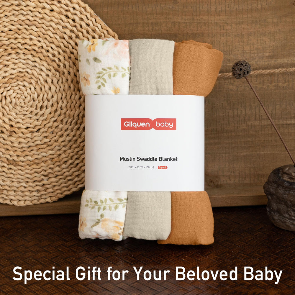 GLLQUEN BABY Pastoral Whispers blanket in neutral hues for unisex use.
