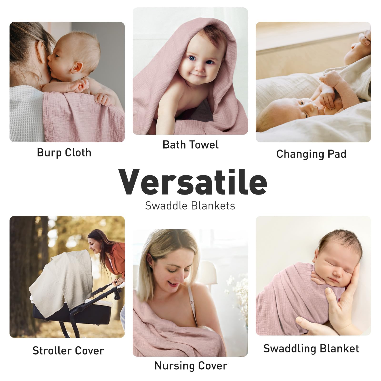 GLLQUEN BABY receiving blanket multiuse layout emphasizes versatility