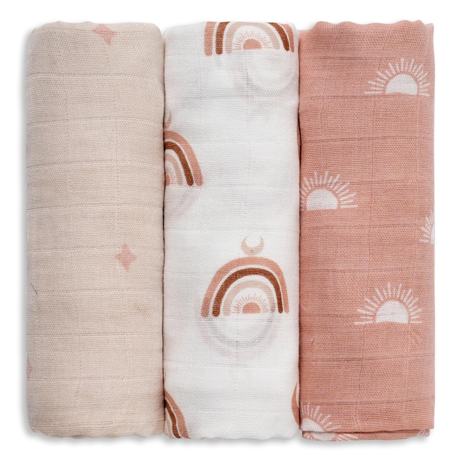 GLLQUEN BABY sun-pattern muslin blanket ideal for newborn swaddling and comfort