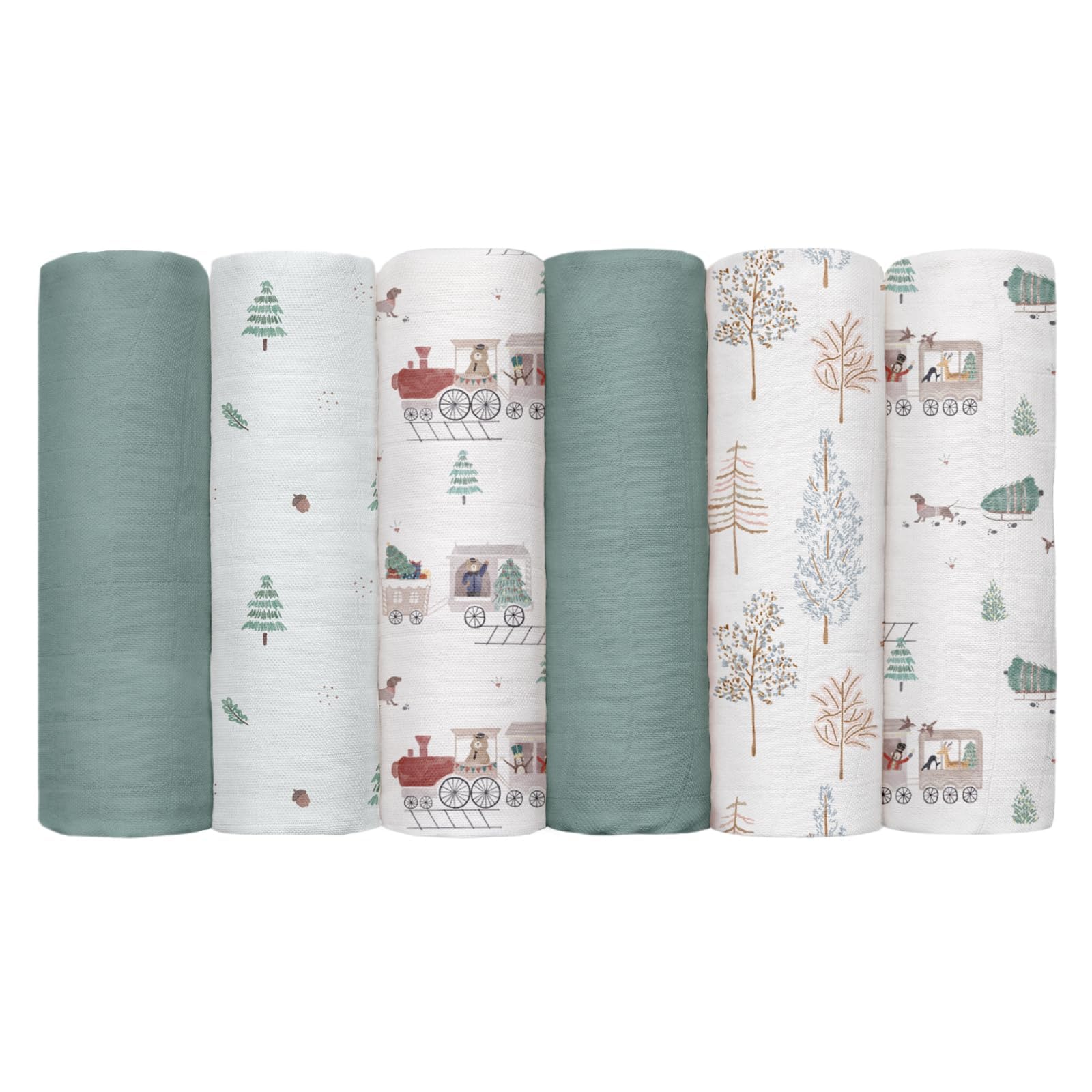 GLLQUEN BABY pine tree pattern receiving blanket, breathable and gentle for sensitive skin