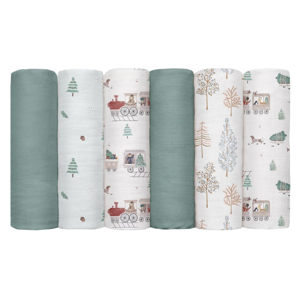 GLLQUEN BABY pine tree pattern receiving blanket, breathable and gentle for sensitive skin