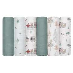 GLLQUEN BABY pine tree pattern receiving blanket, breathable and gentle for sensitive skin