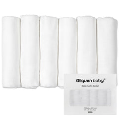GLLQUEN BABY receiving blanket white 6-pack ideal for swaddling and on-the-go comfort