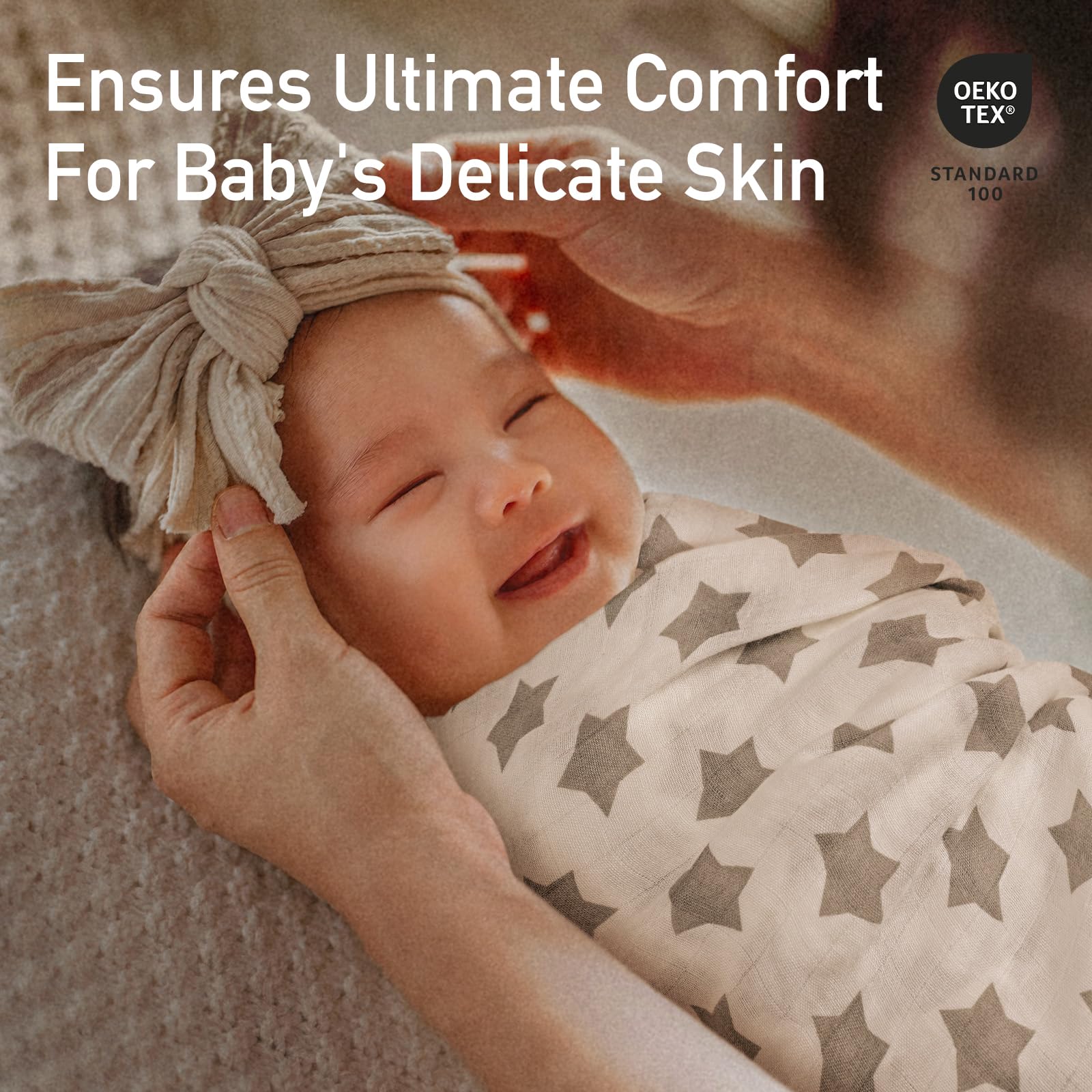 GLLQUEN BABY Star swaddle blanket; versatile cloth for burp cloths and nursing.