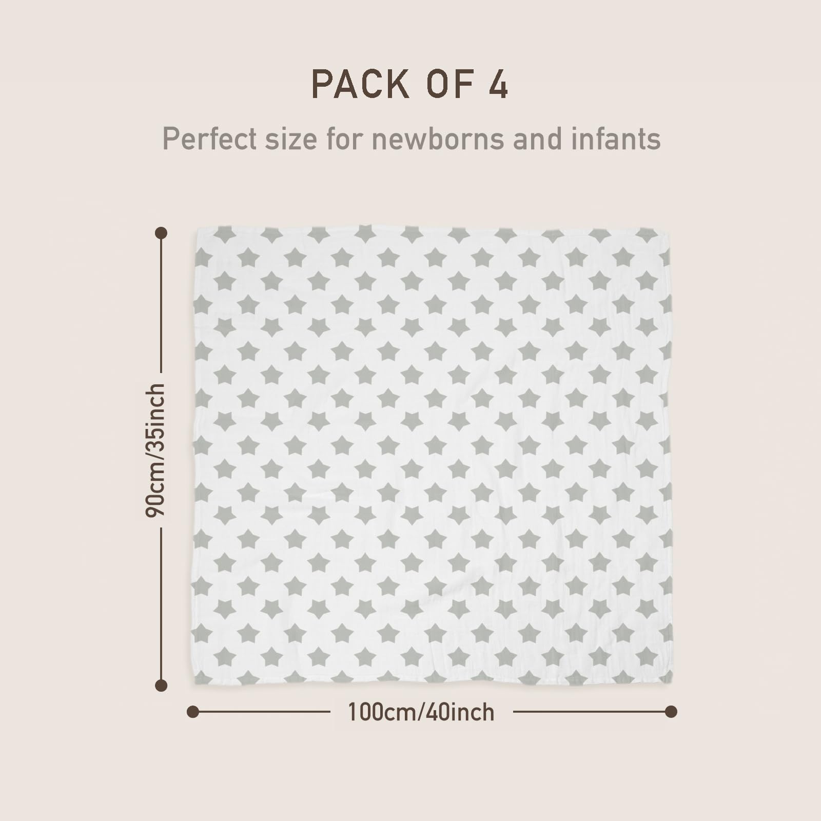 GLLQUEN BABY Star muslin blanket; ultra-soft texture ideal for gentle skin.