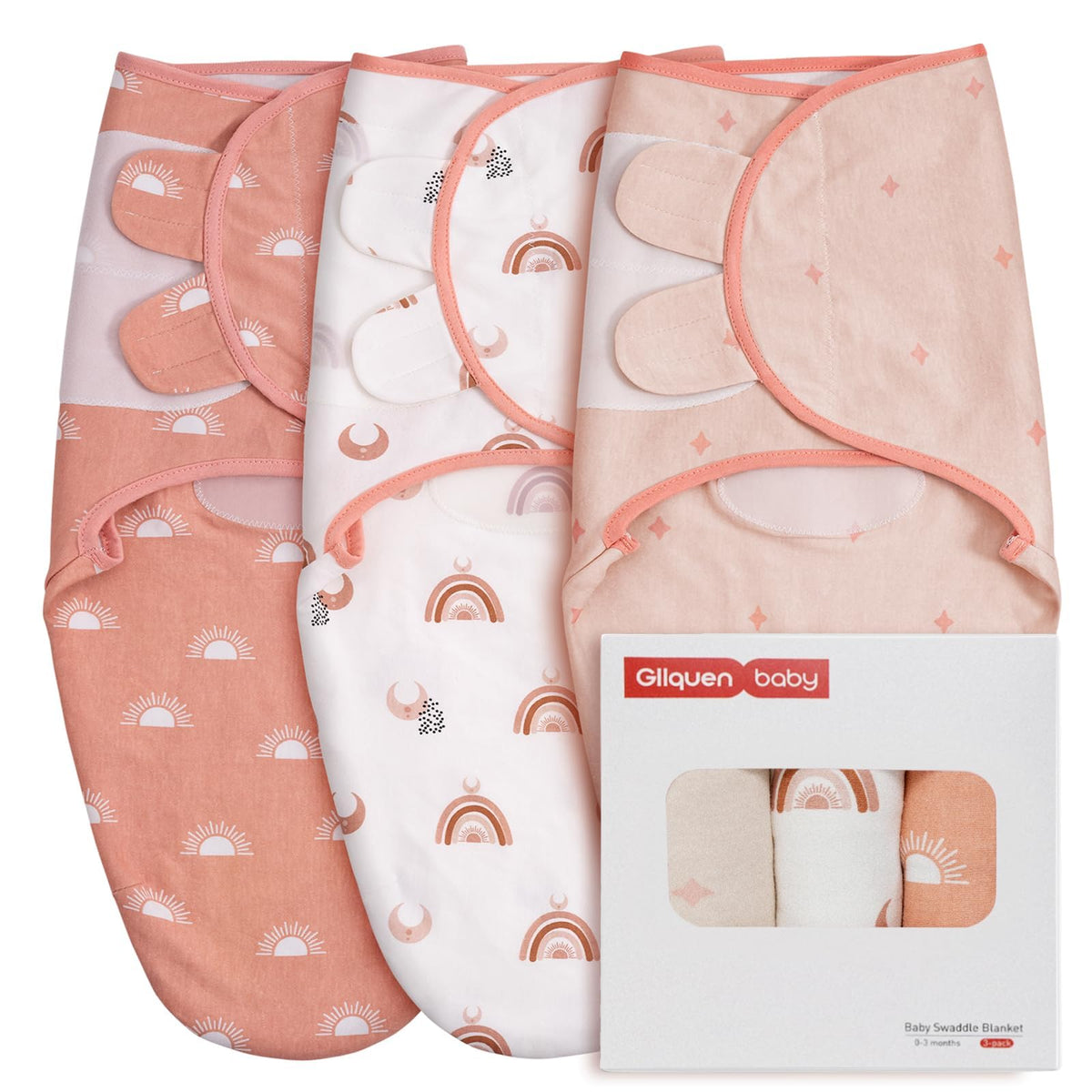 GLLQUEN BABY swaddle rainbow sun blanket provides cozy, breathable coverage for newborn naps.