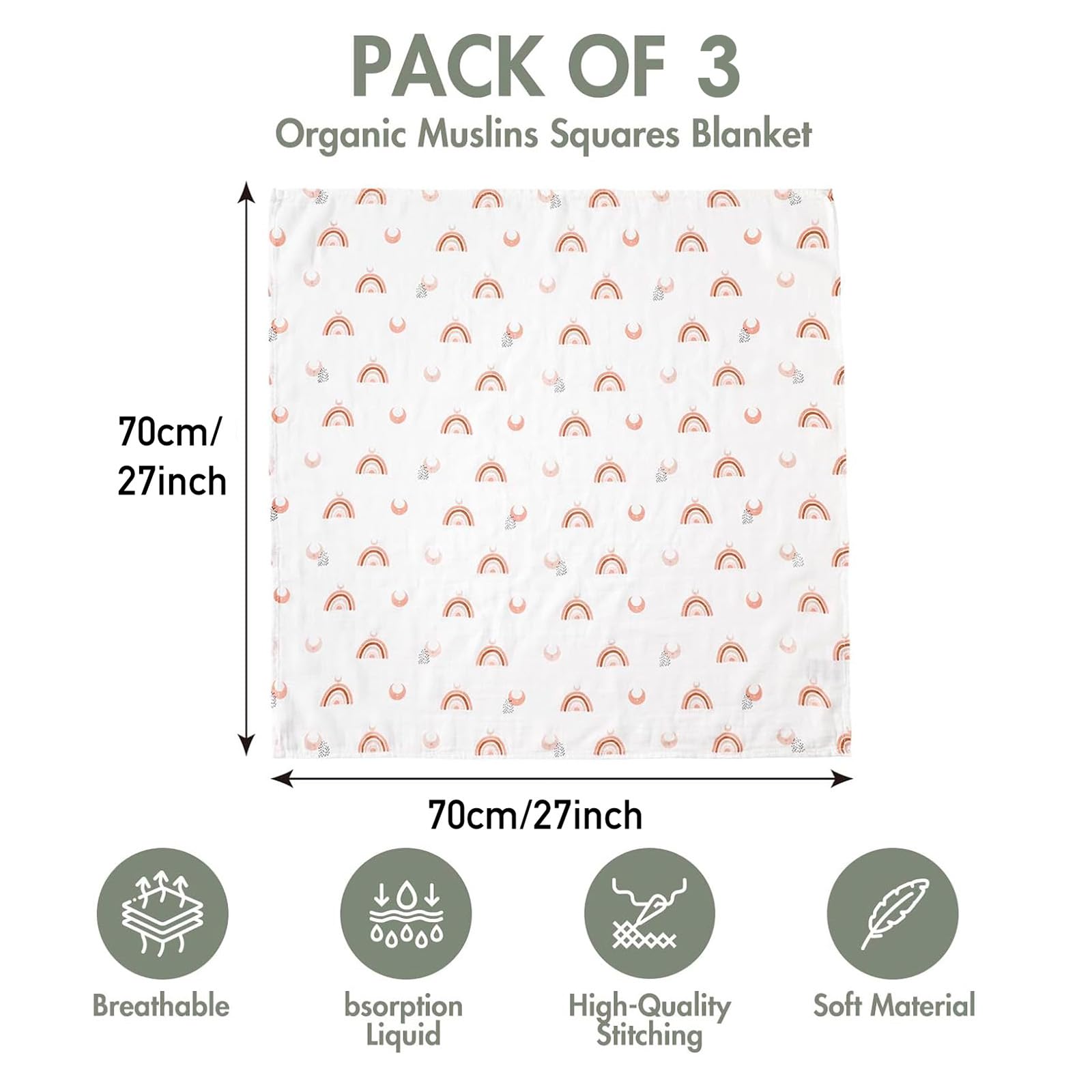 GLLQUEN BABY three-pack sun blankets for easy, quick-dry daily swaddling