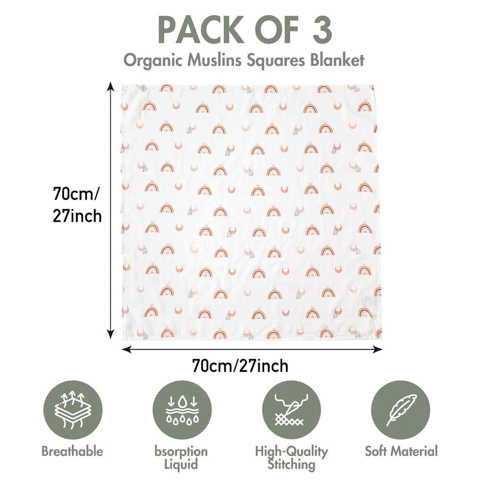 GLLQUEN BABY three-pack sun blankets for easy, quick-dry daily swaddling