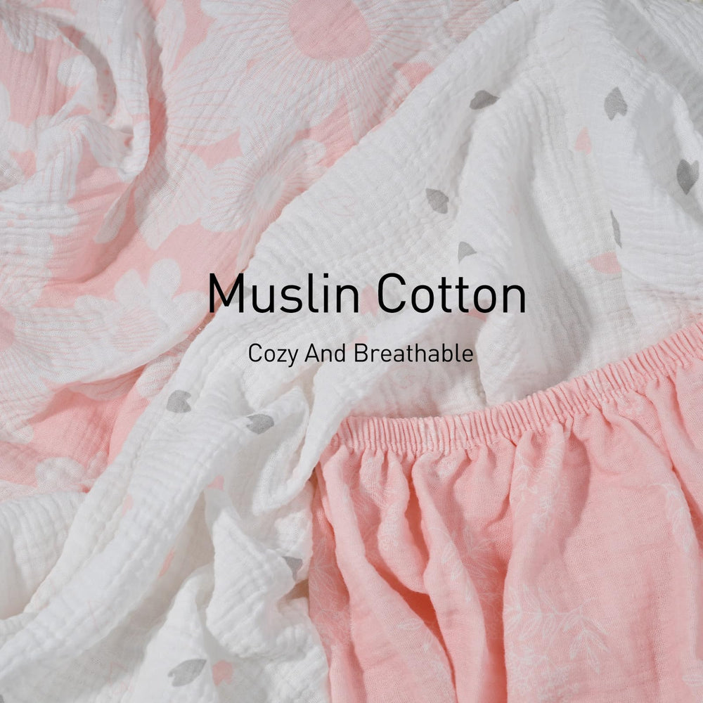 Gllquen close-up of breathable muslin cotton fabric for comfort.