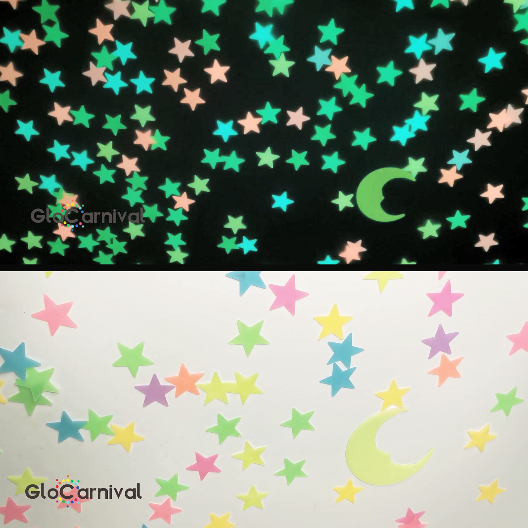 GLOCARNIVAL durable 3D stars stay in place on various surfaces.