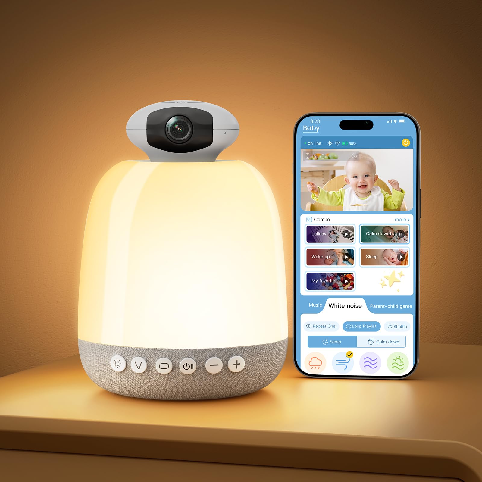 Glocusent Smart WiFi Baby Monitor with 1080p wide-angle view for clear remote monitoring
