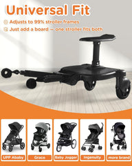 Glofex universal stroller board fits most strollers for quick setup.