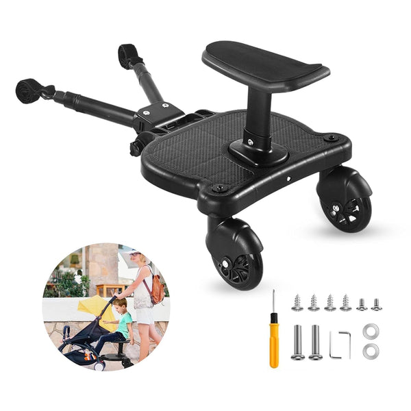 Glofex universal stroller board with a stable connection for a smooth ride.