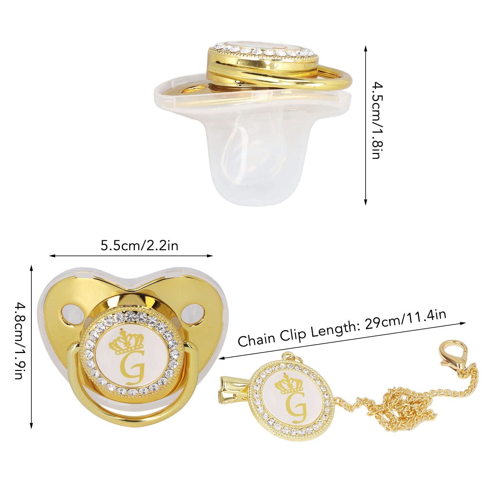 GLOGLOW gold-letter pacifier ergonomic design reduces contact with the face