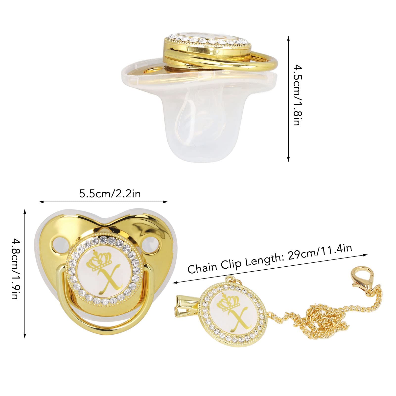 GLOGLOW gold rhinestone pacifier adds a stylish touch to christening celebrations.