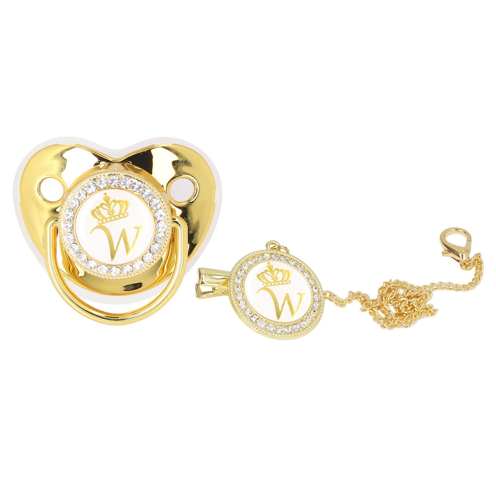 GLOGLOW golden crown rhinestone pacifier with rhinestones, ideal for stylish outings and photo shoots