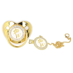GLOGLOW golden crown rhinestone pacifier with rhinestones, ideal for stylish outings and photo shoots