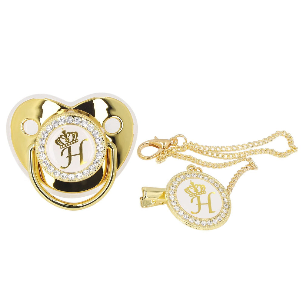 GLOGLOW Golden Letter Pacifier with bling design for newborn photography.