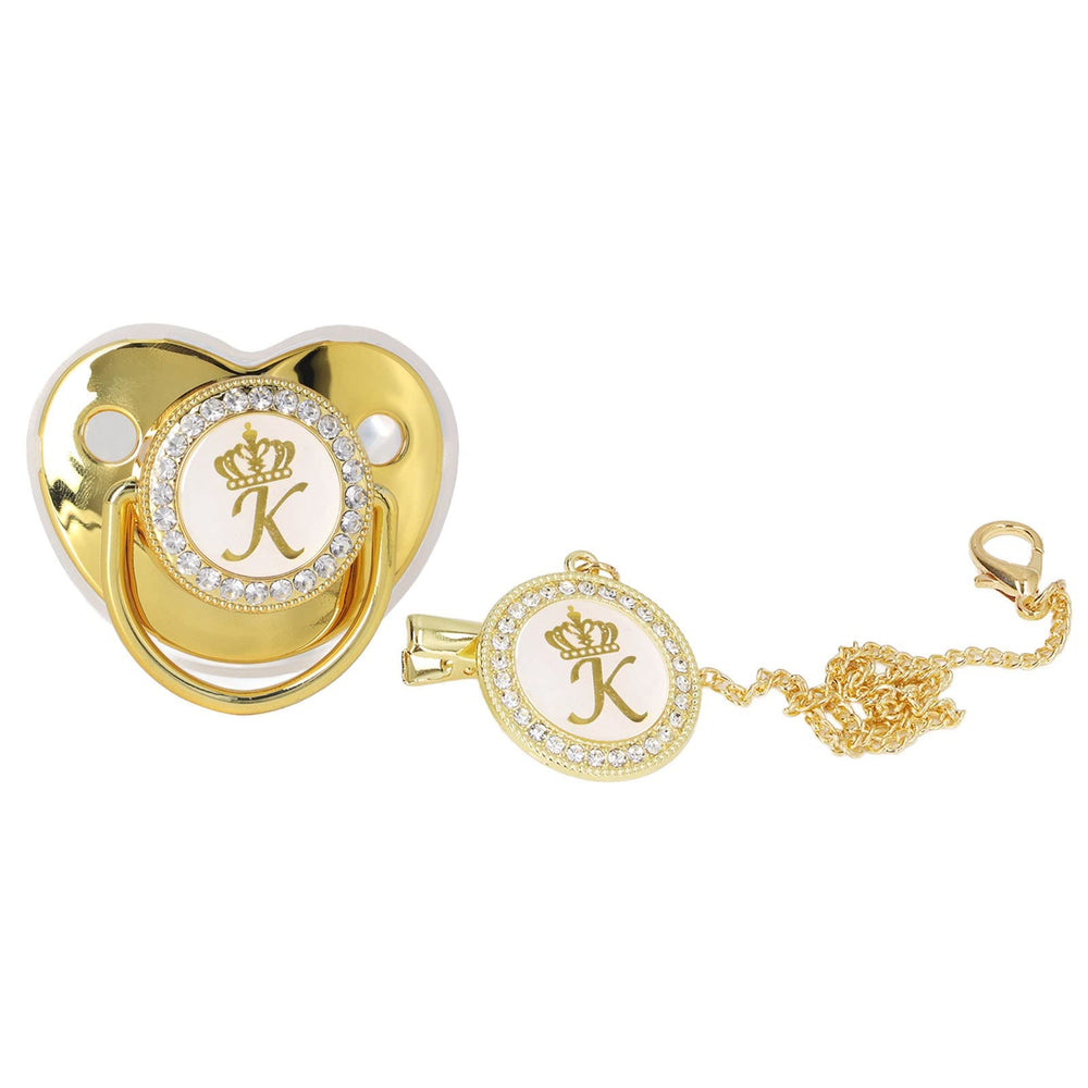 GLOGLOW golden-letter pacifier bling adds style while soothing baby.