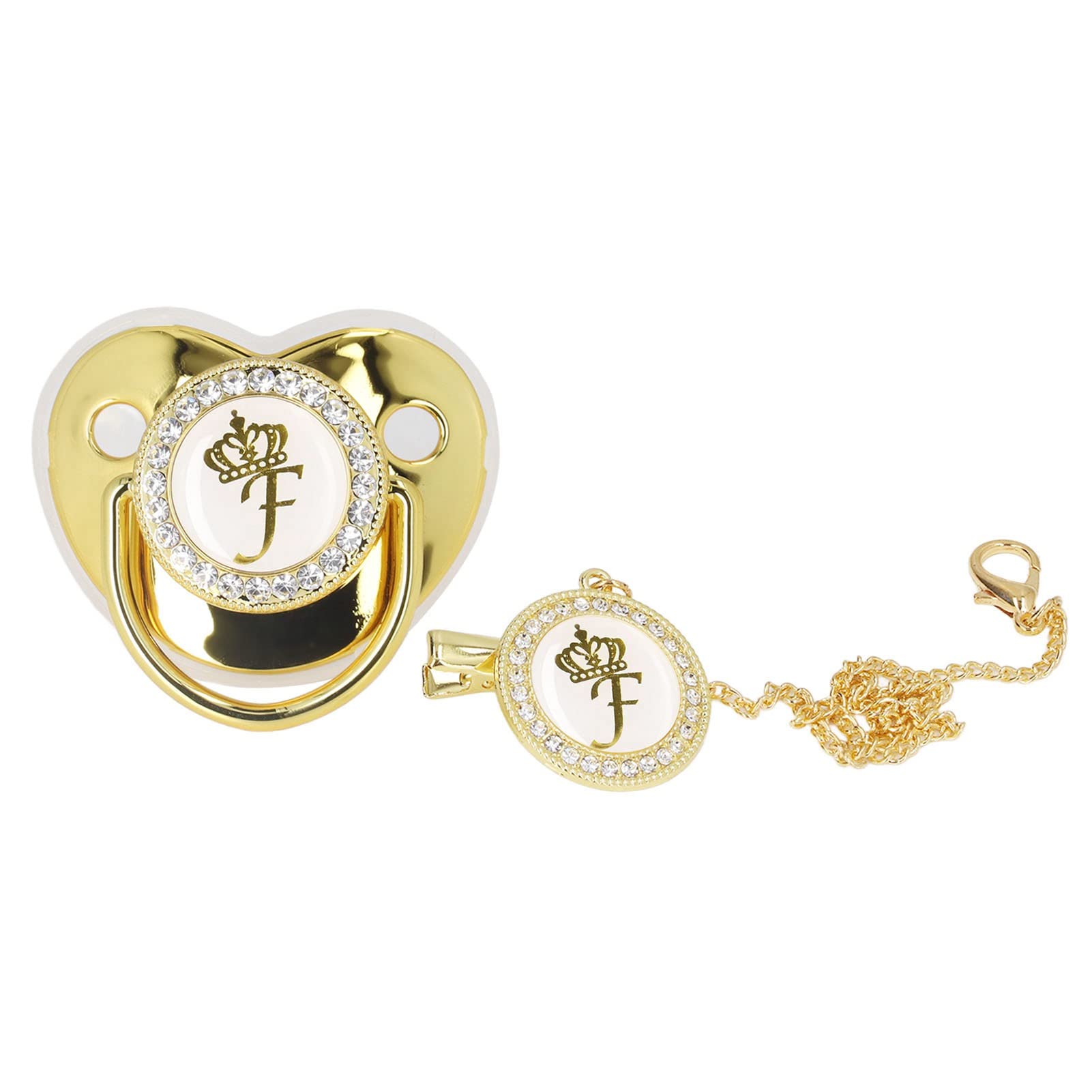 GLOGLOW Golden Letter Pacifier with crown design for stylish baby comfort