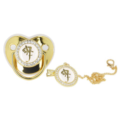 GLOGLOW Golden Letter Pacifier with crown design for stylish baby comfort