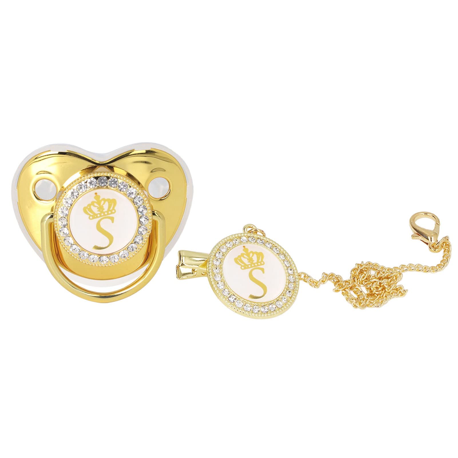 GLOGLOW Golden Letter Pacifier with crown design for soothing newborns during photoshoots