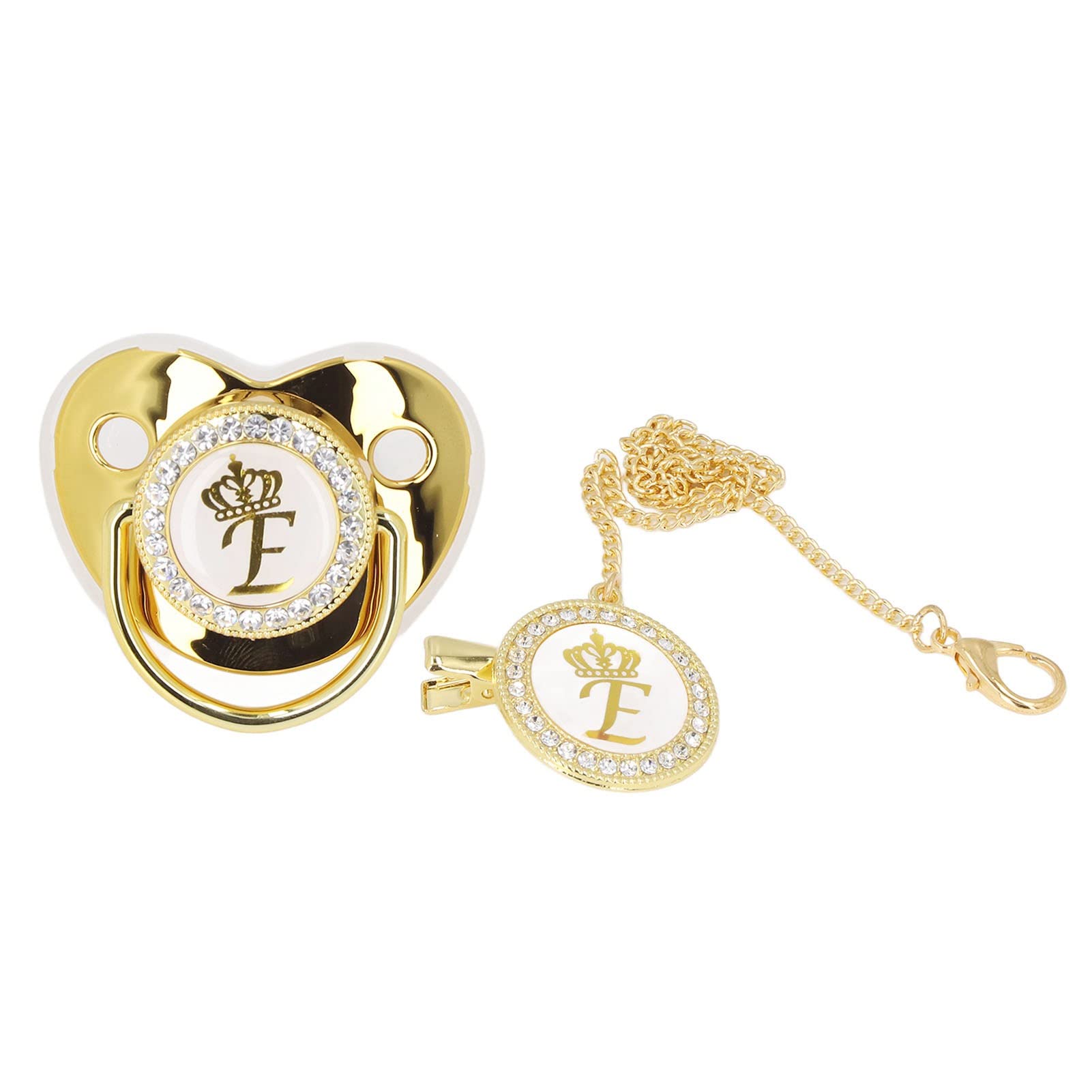 GLOGLOW personalized golden letter pacifier with bling for newborns, stylish soothing prop.