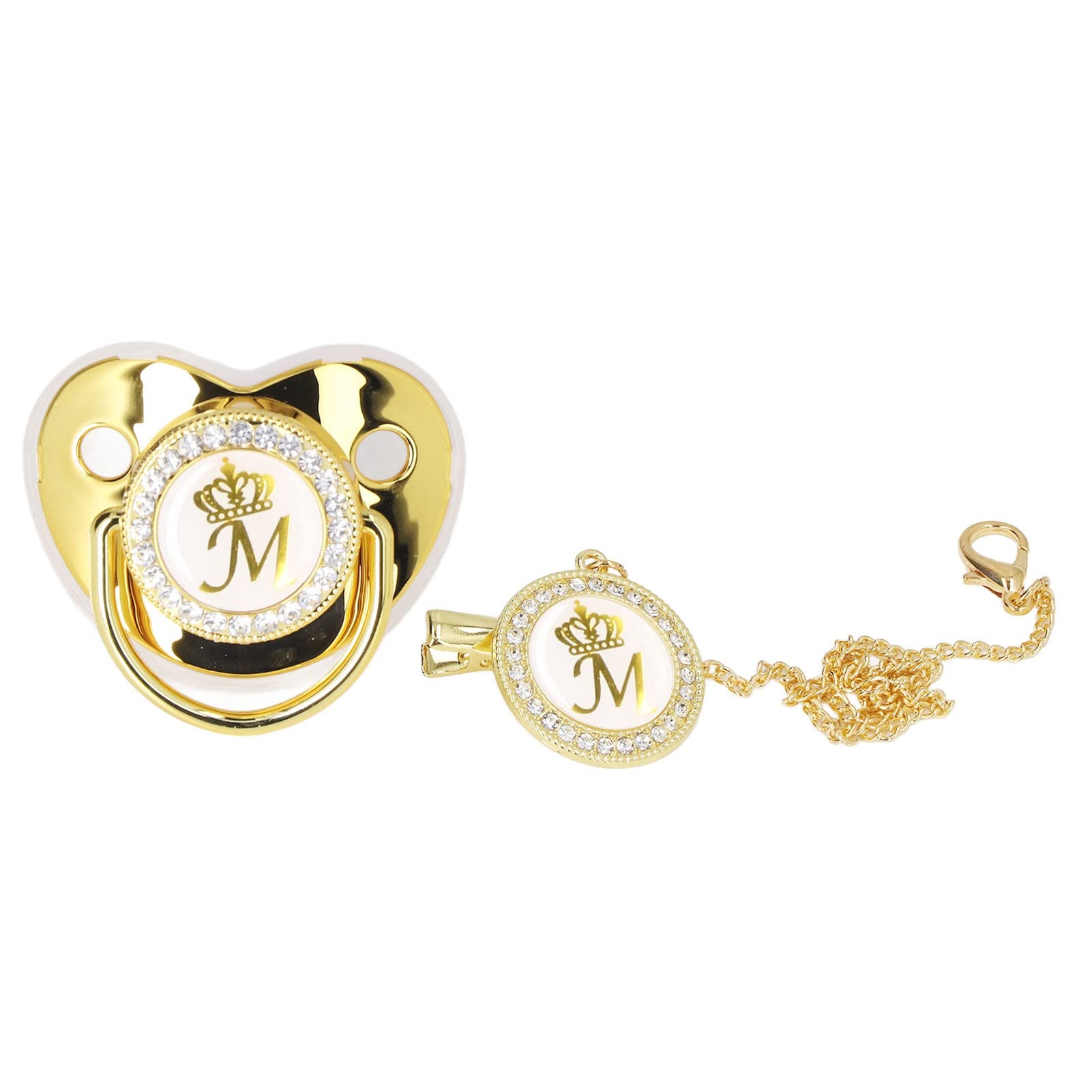 GLOGLOW personalized golden letter pacifier with bling design for stylish baby photos