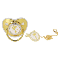GLOGLOW personalized golden letter pacifier with bling design for newborn photos