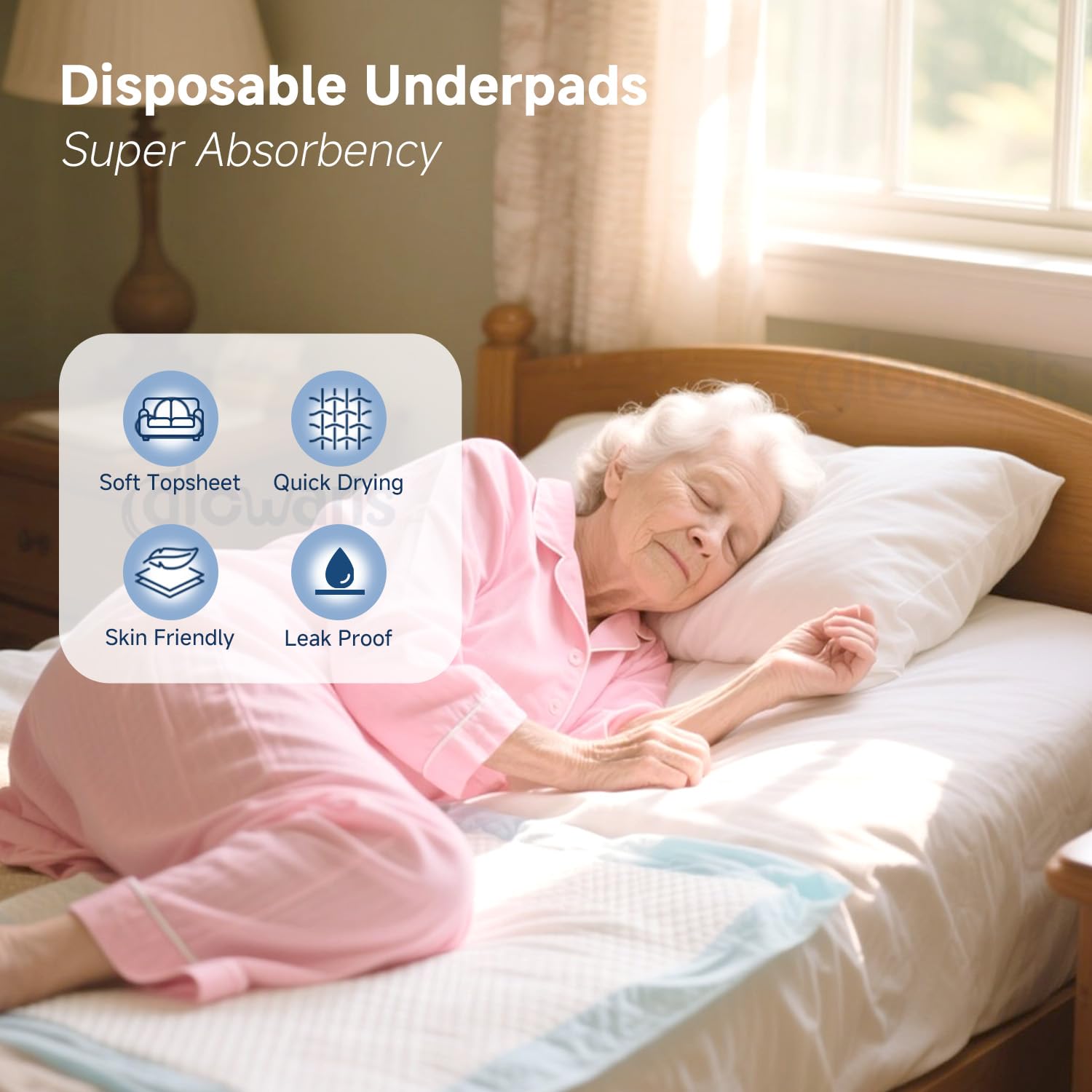 Glowaris underpad acts as a multi-surface shield for sheets, furniture, and floors.