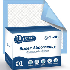 Glowaris XXL underpad with waterproof backing protects surfaces during use.