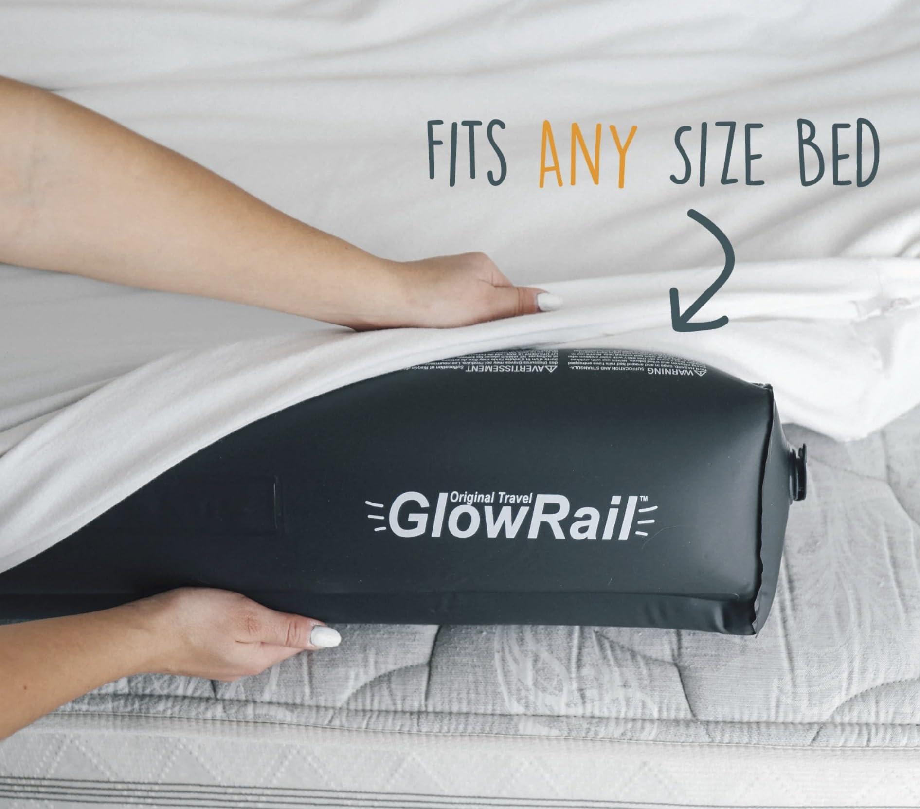 GlowRail non-slip grips keep the barrier steady on beds