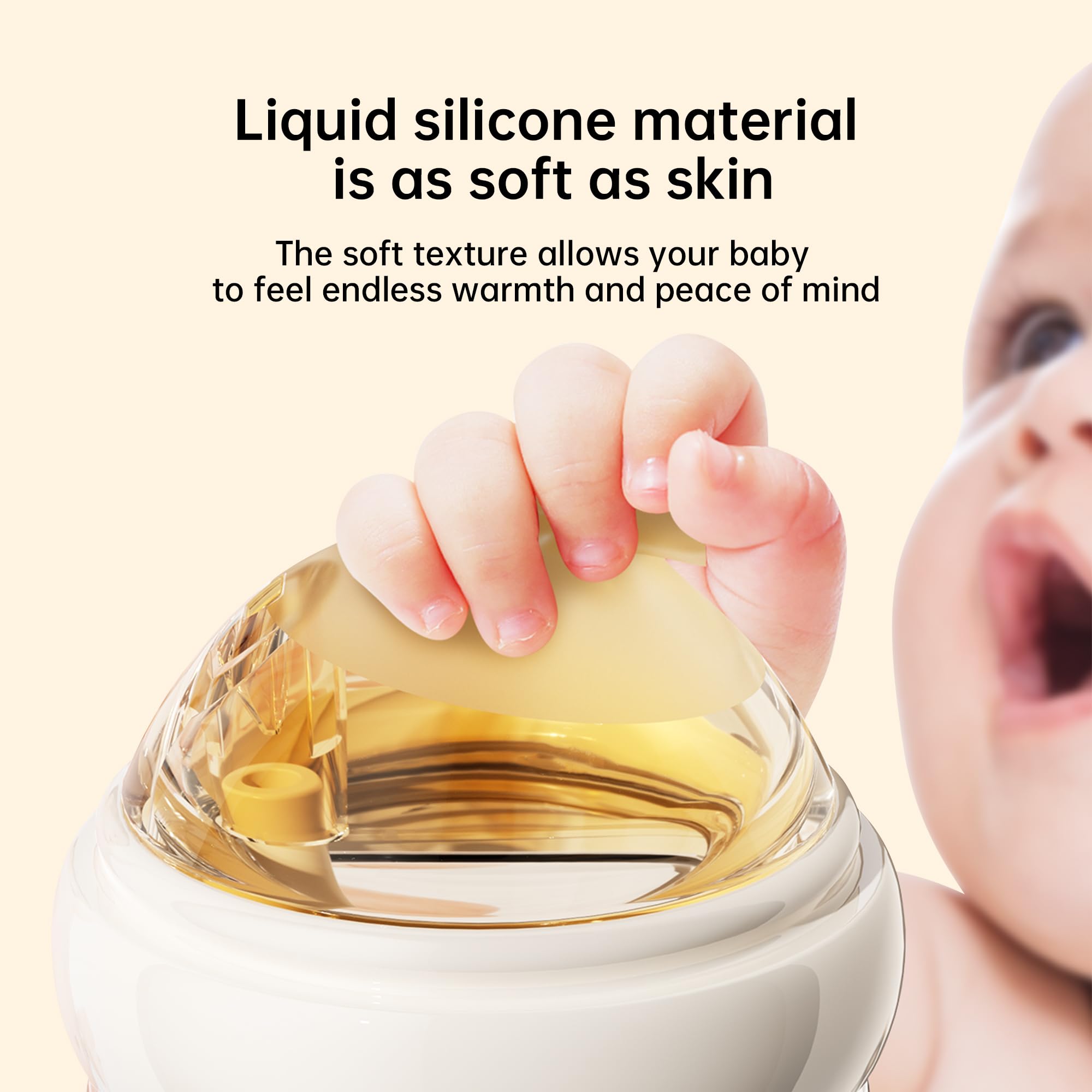 Slow-flow nipple attached to Glusmami bottle for gentle feeds.