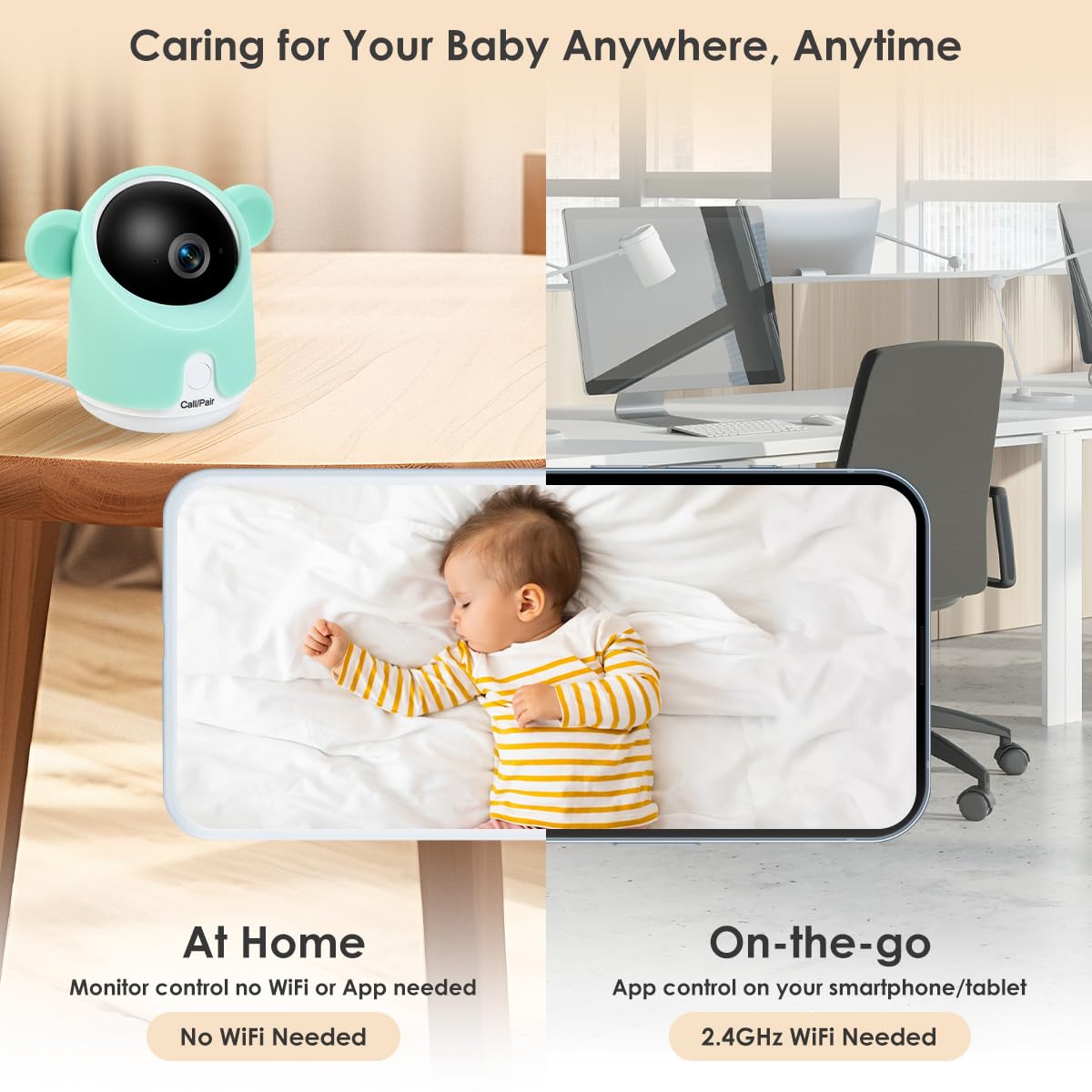 GMK baby monitor two-way talk enables comforting communication from any room
