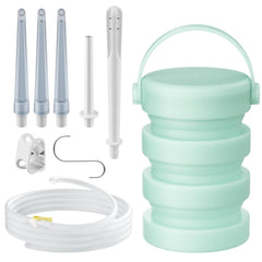 GNEGKLEAN silicone enema bucket assembly with hose and tips for in-bathroom use