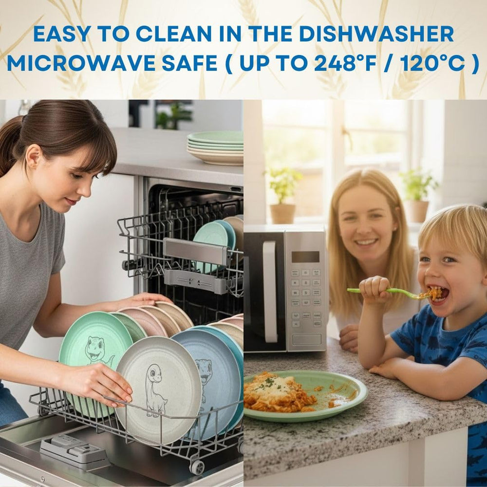 G'nes dishwasher- and microwave-safe plates offer convenient daily use.