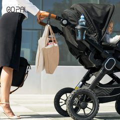 Go Pal carabiner clip secures bags to strollers, easy on the go.