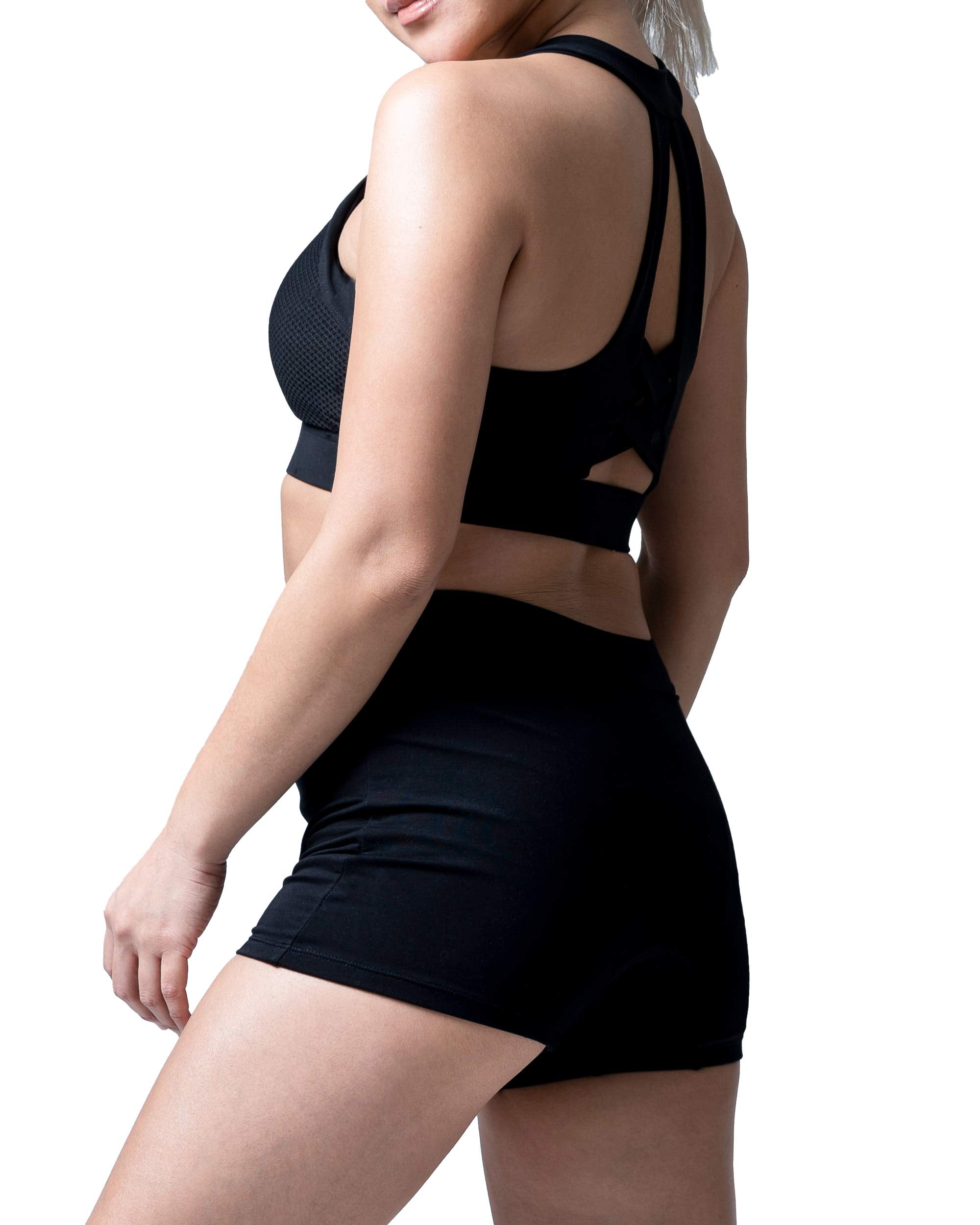 Goat Union overnight period shorts front view showing leakproof protection for sleep