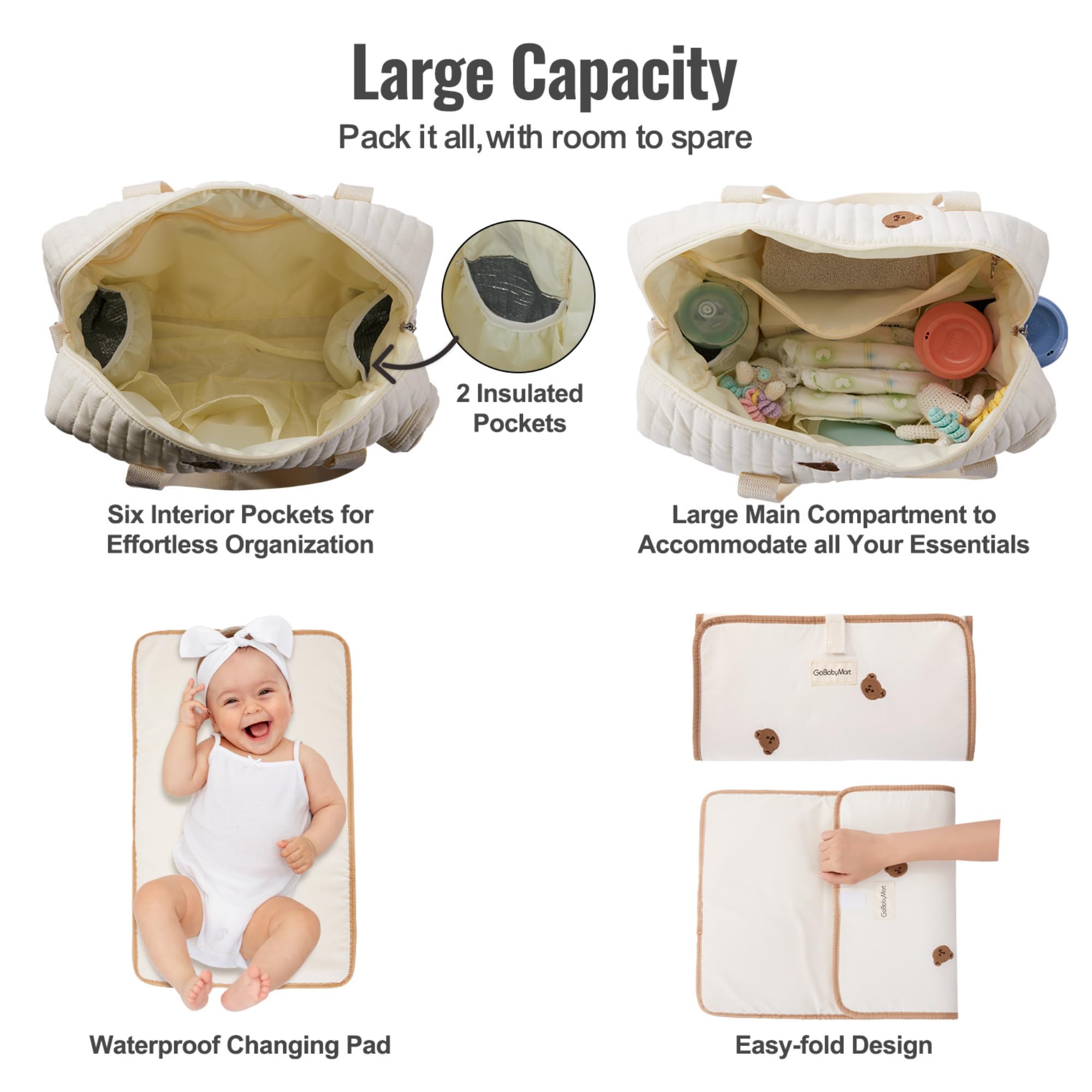 GOBABYMART 3pc Diaper Bag Set insulated bottle holders for temp-controlled drinks