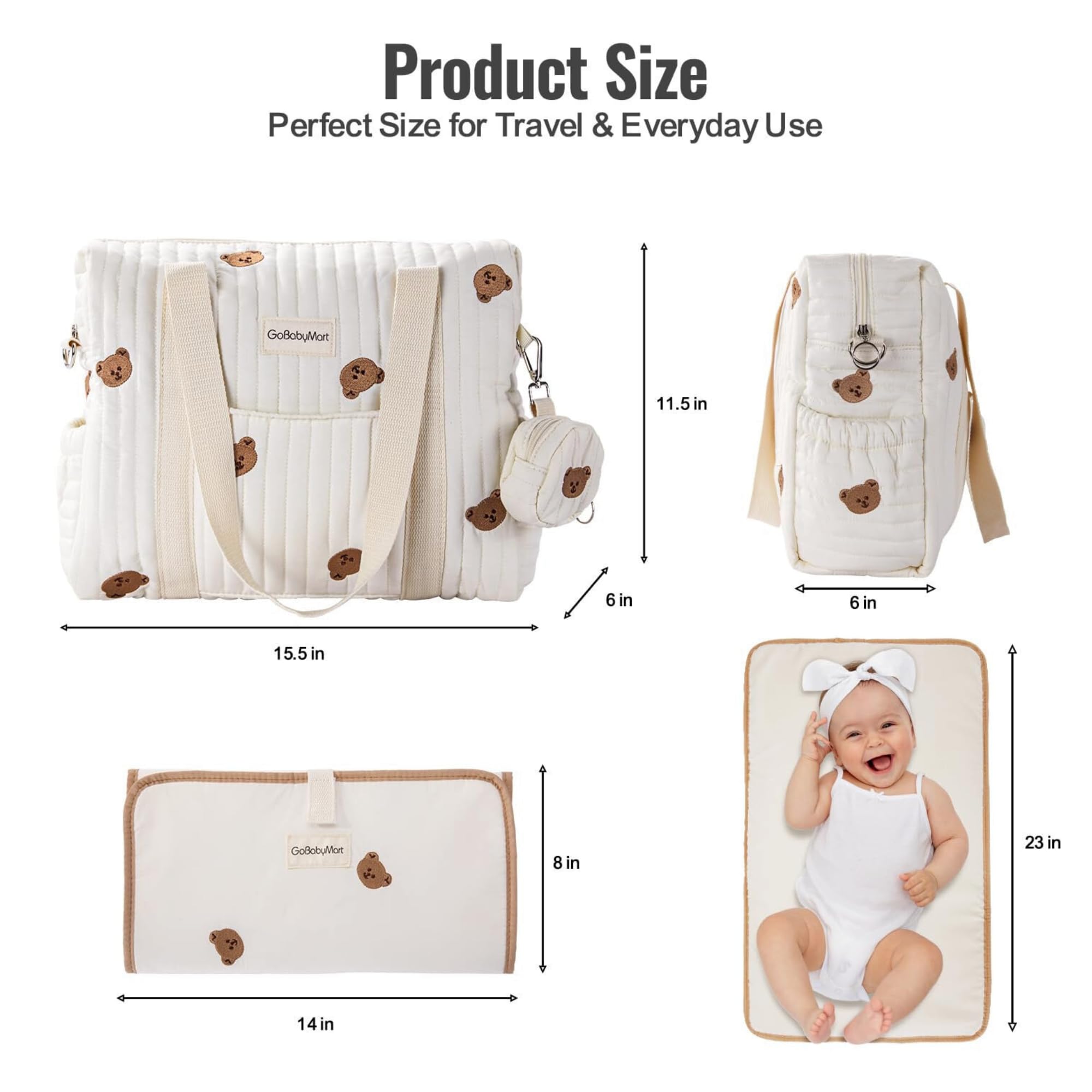 GOBABYMART 3pc Diaper Bag Set wipes pocket for quick access