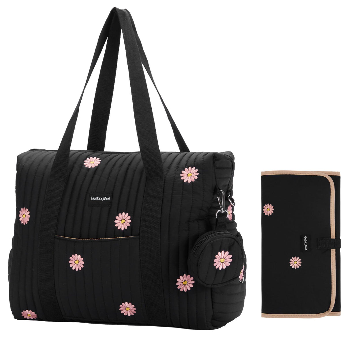 GOBABYMART diaper bag tote front view showing coordinated style and practicality