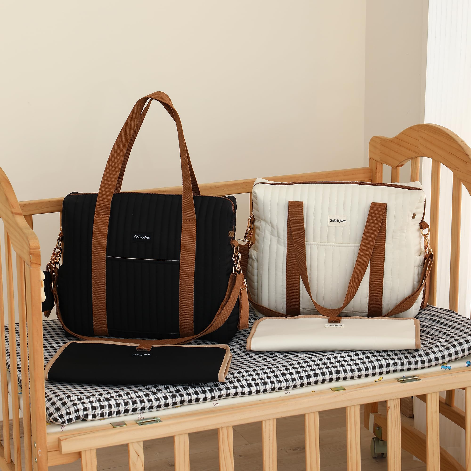 GOBABYMART organized interior keeps diapers, wipes, and outfits neatly arranged.