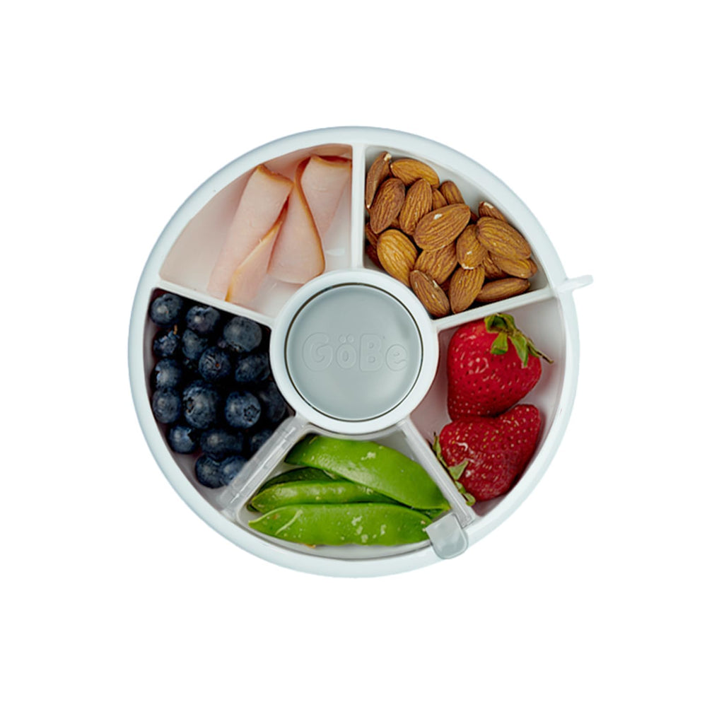 GoBe Kids snack spinner assembly with five compartments for varied portions.