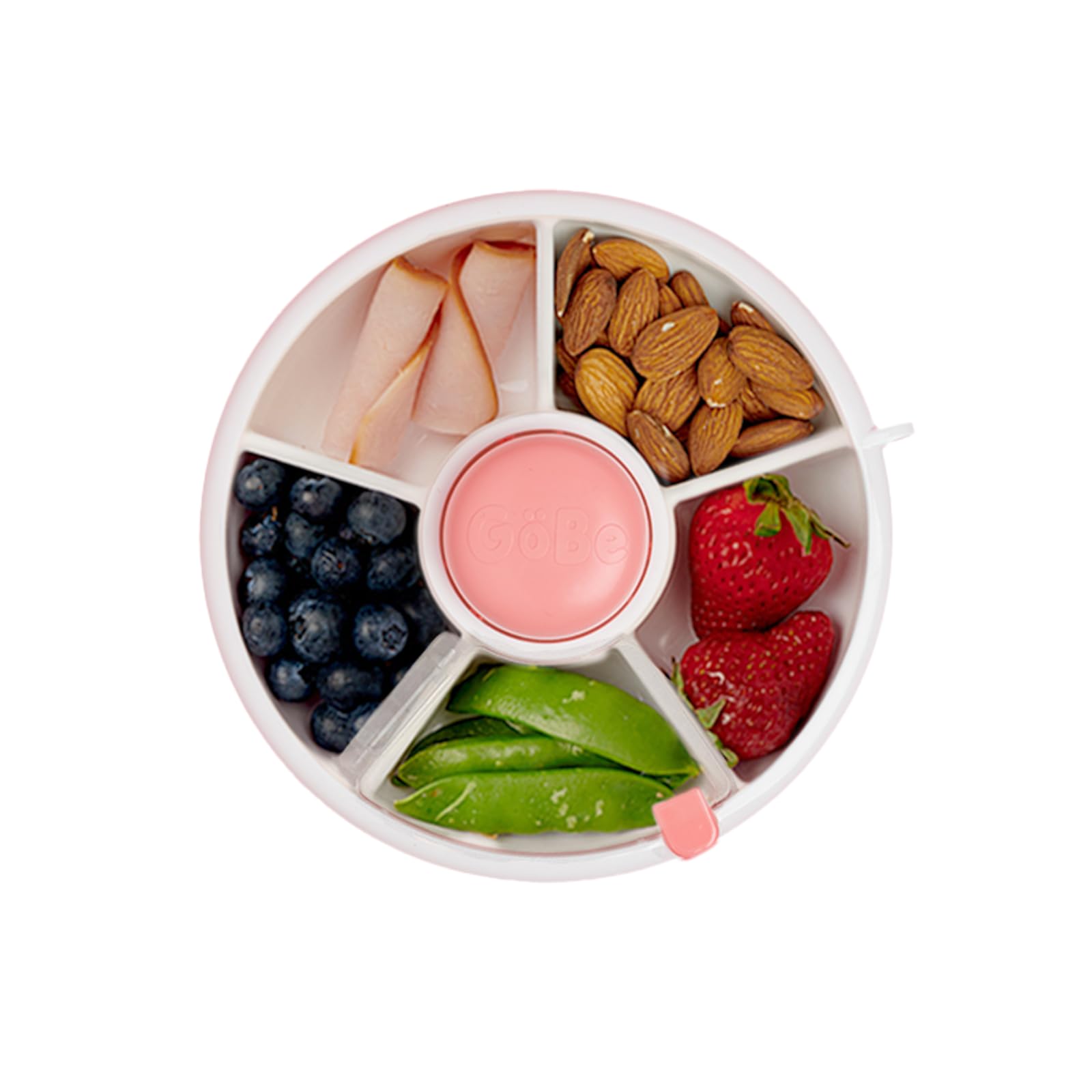 GoBe Kids Snack Spinner with lid closed for portable, spill-free transport