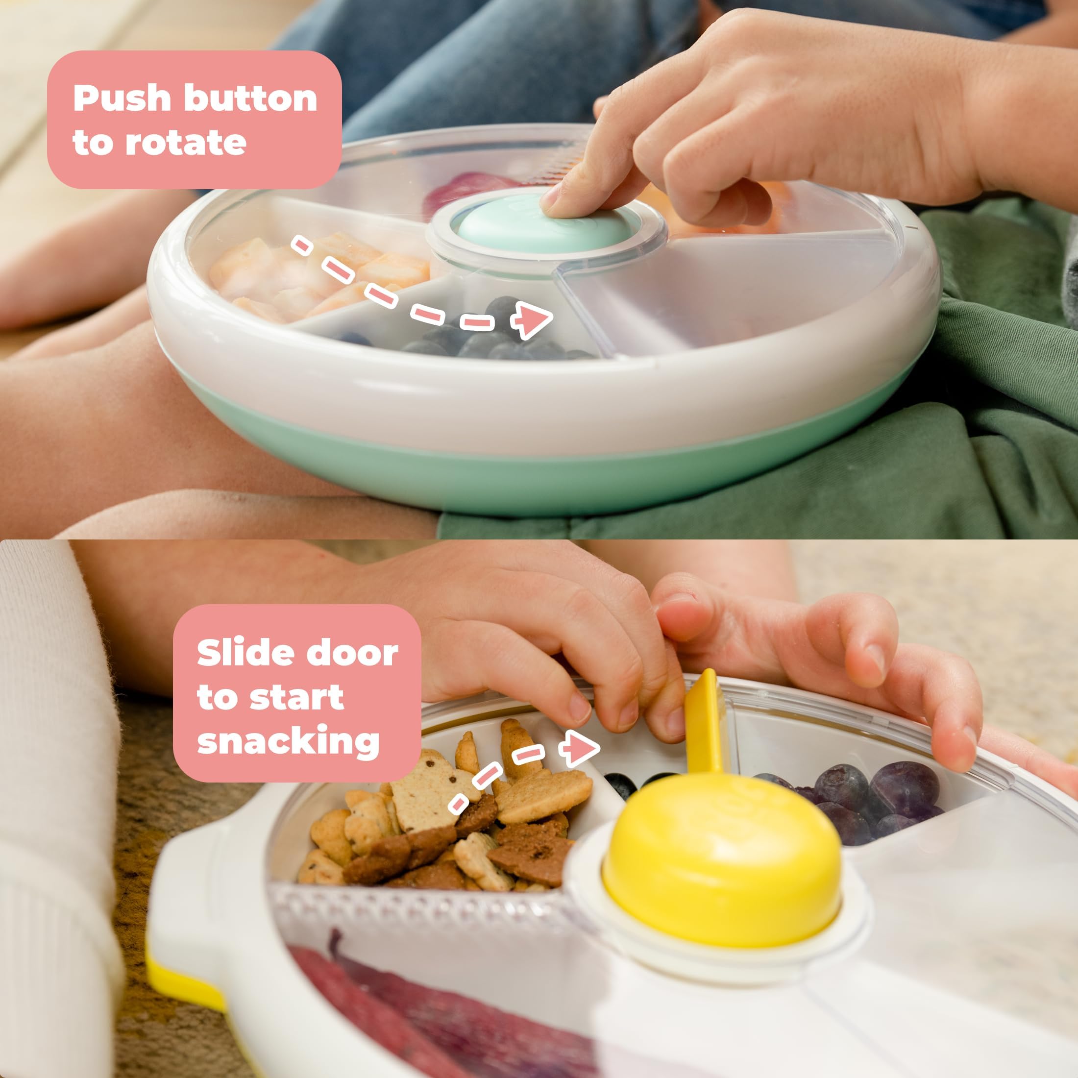 Interactive button on GoBe Snack Spinner encouraging snack variety