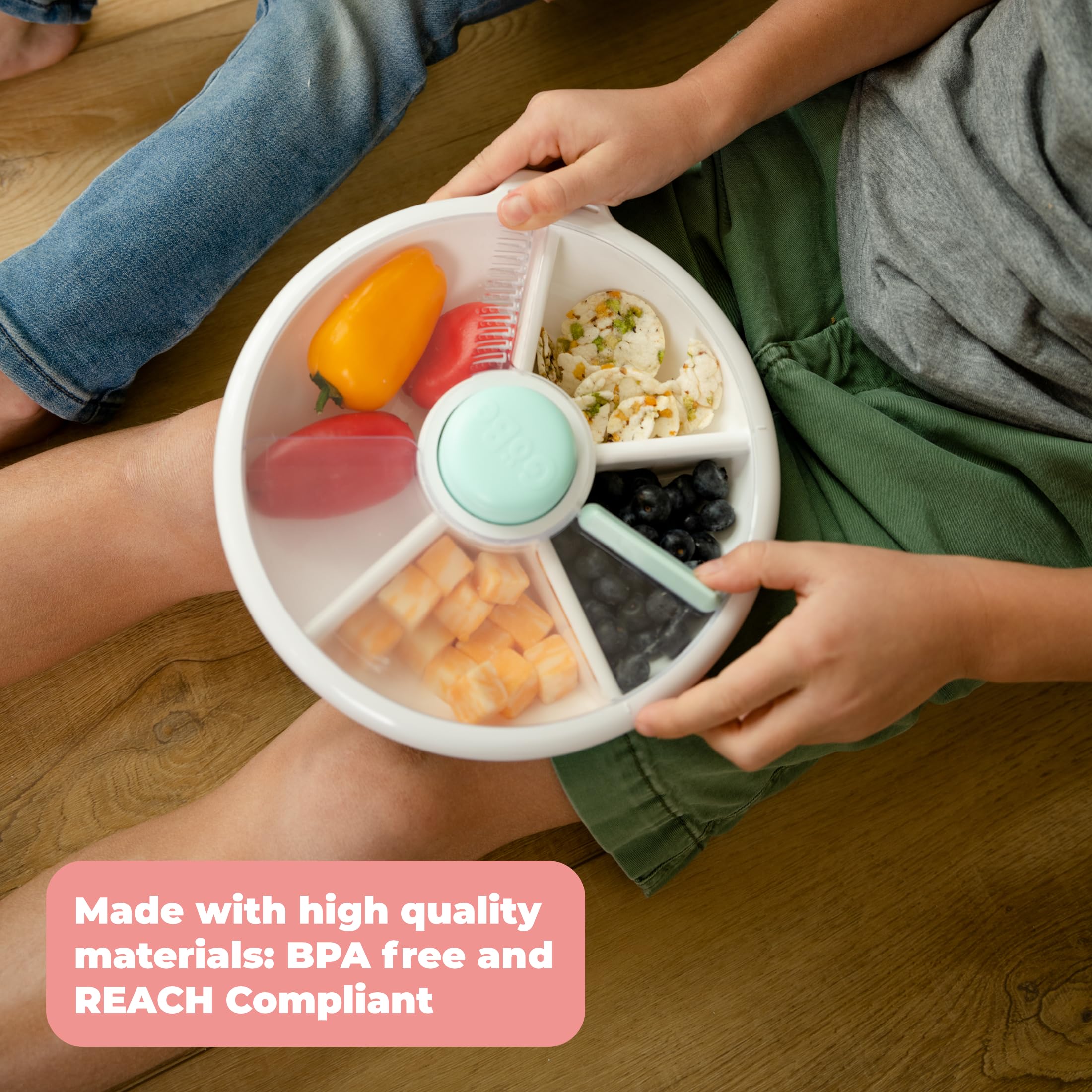 GoBe Snack Spinner in a lunch bag for on-the-go snacking