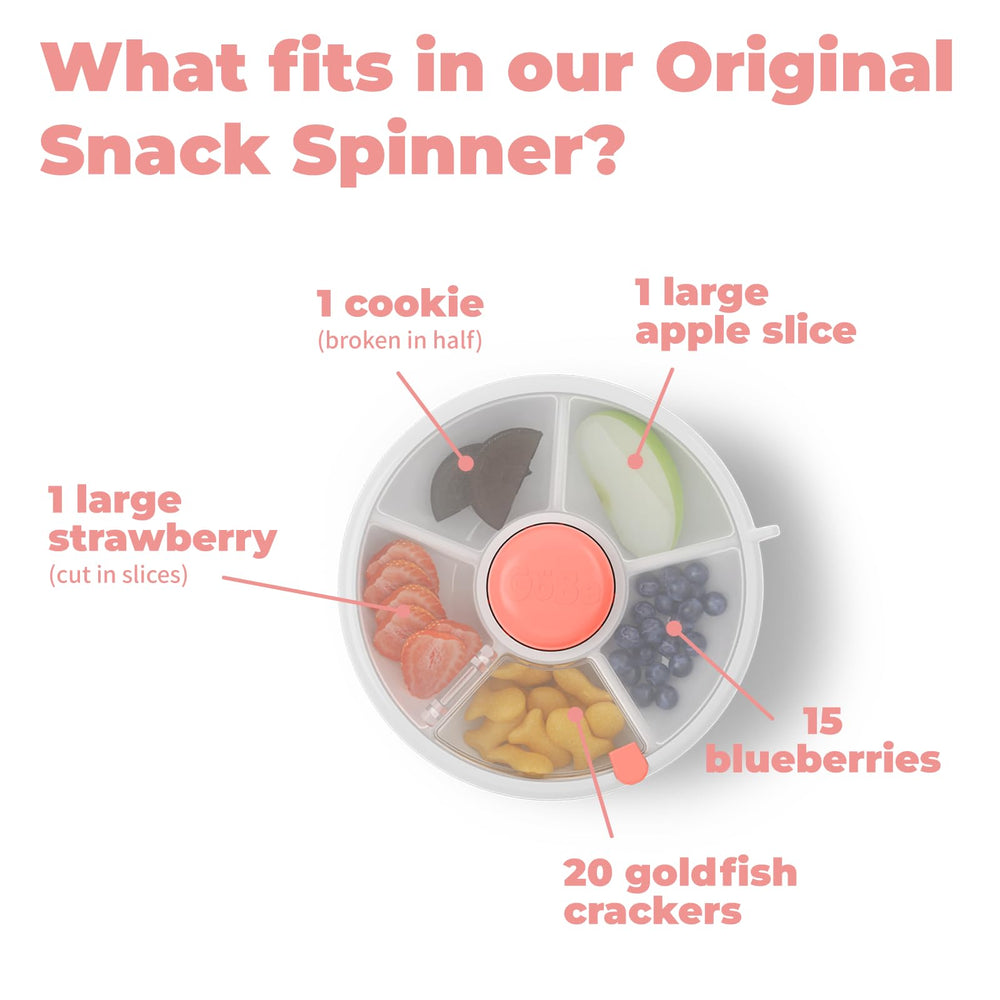 GoBe Kids snack spinner top rack dishwasher safe for simple cleaning.
