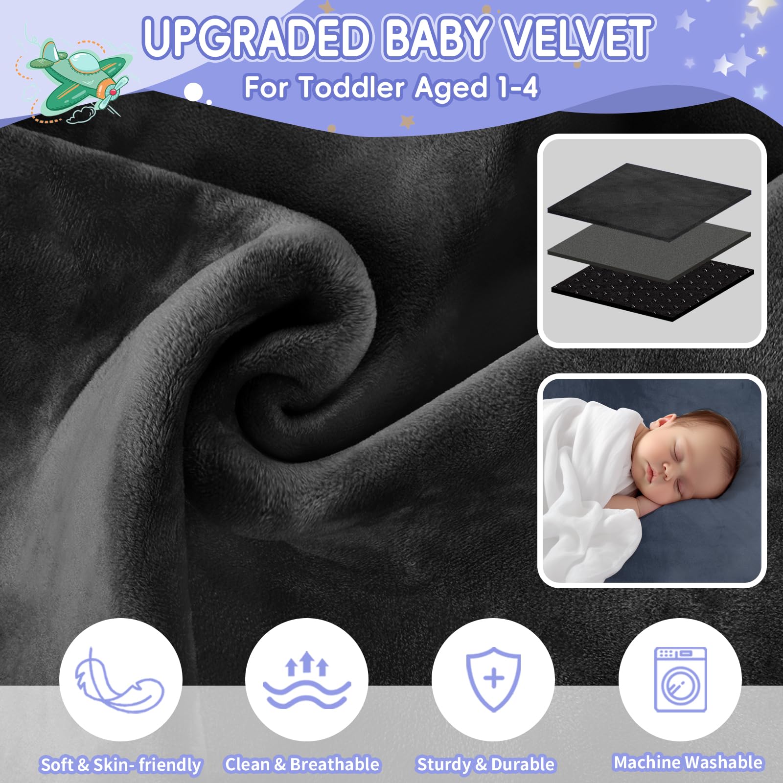 GoCozy Toddler Airplane Bed cloud-soft-velvet delivers gentle, skin-friendly comfort.