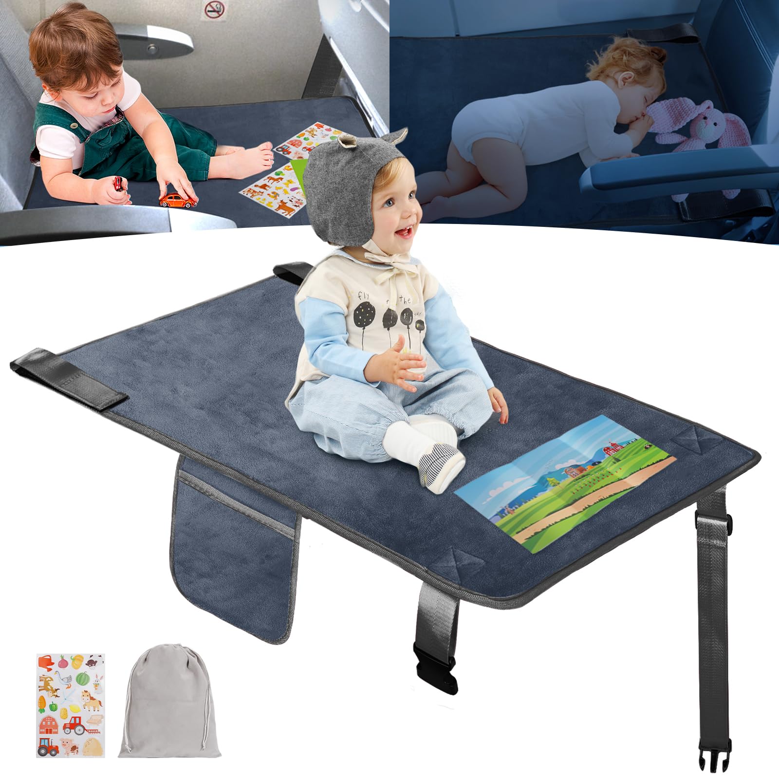 GoCozy toddler airplane bed extended for comfy sleep on flights