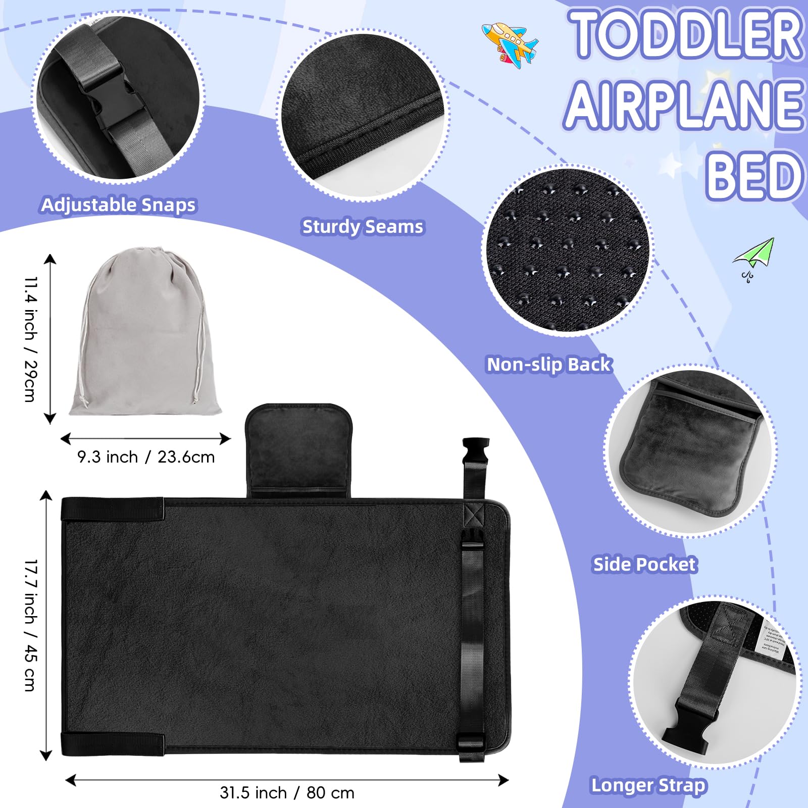GoCozy Toddler Airplane Bed sticker-book included keeps travel calm.